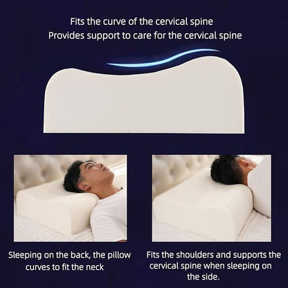 Natural Latex High-Profile Pillow, Slightly Firm Thickness for Cervical Support, Relieves Neck and Shoulder Pain, Height Design for Taller/Larger Body Frames(23.6" Lx15.7 Wx(4.7/5.5") H)