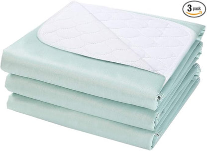 Washable Waterproof Incontinence Bed Pads - 34 x 36 Inch Reusable Underpad Sheet for Chair, Sofa and Mattress Protectors Pack of 3