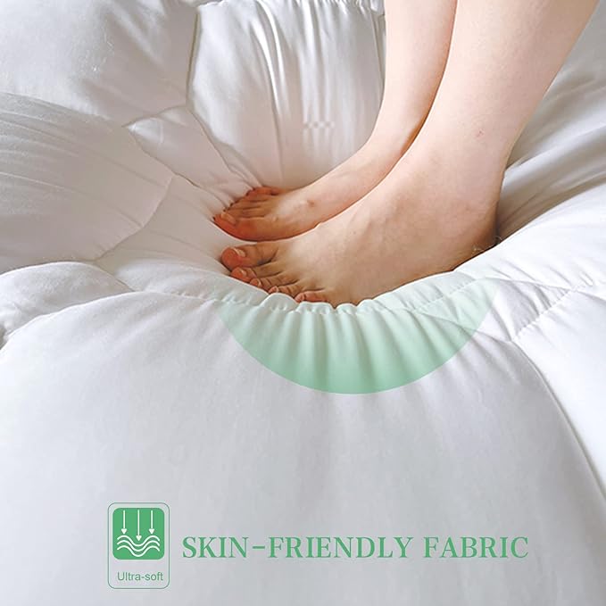 UNILIBRA Cal King Size Mattress Pad Cooling Rayon from Bamboo, Quilted Fitted Mattress Protector Pillow Top Long Mattress Cover with Deep Pocket Up to 21 Inches, Ultra Soft Filling Mattress Topper