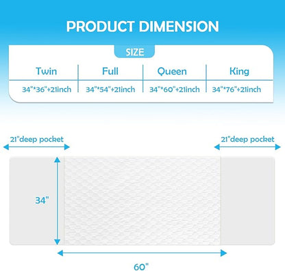 Twin Size Bed Pads - 34"X36" Washable Waterproof Mattress Protector Underpads, Reusable Tuckable Incontinence Bed Pads for Adults Kids with 21" Wings