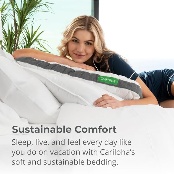 Cariloha Aloha Soft Down Alternative Pillow | White | Standard | 32" x 20" | 100% Down Alternative Fill with 100% Viscose Cover