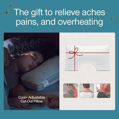 Coop Home Goods Cool+ Cut-Out Adjustable Pillow Queen with Cooling Gel & Shoulder Cut-Out for Head Support, Side Sleeper Pillow, Neck Support for Sleeping, CertiPUR-US/GREENGUARD Gold