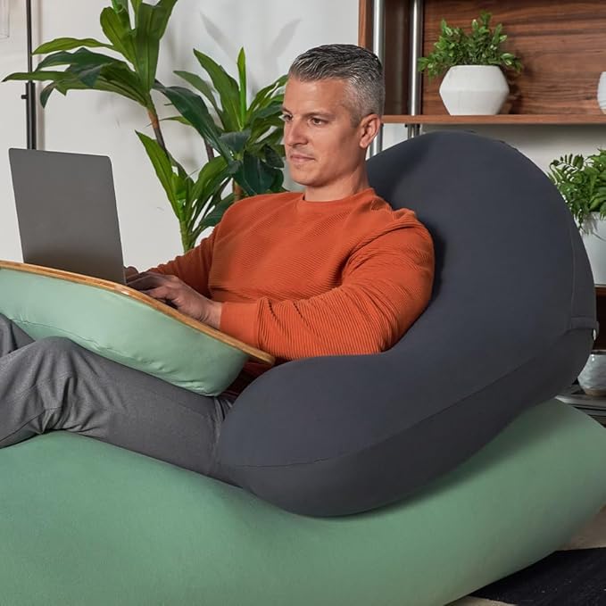 Yogibo Support Pro U Shaped Reading Back Support Lounge Pillow with Arm Rests for Adults, Soft Microbead Filling, Large-Sized with Elevated Chair Back, Coral