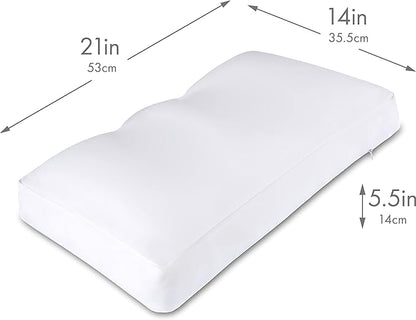 PILLOWY Premium Microbead Bed Pillow, Medium Extra Fluffy But Supportive - Ultra Comfortable Sleep with Silk Like Anti Aging Cover 85% Spandex/ 15% Nylon Breathable, Cooling White