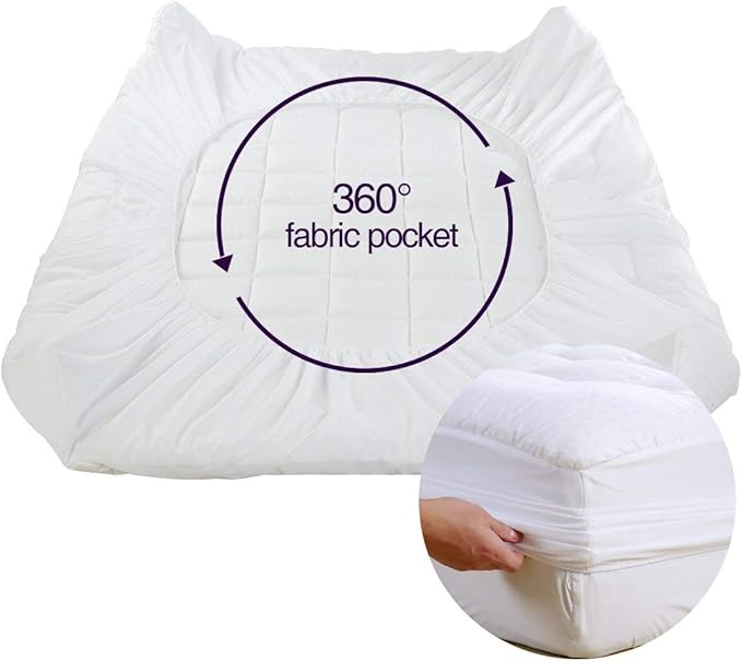 EASELAND Full XL Mattress Pad Pillow Top Mattress Cover Quilted Fitted Mattress Protector Extra Long Cotton Top 8-21" Deep Pocket Cooling Mattress Topper (54x80 Inches, White)