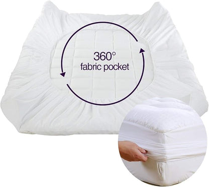 EASELAND Full Size Mattress Pad Pillow Top Mattress Cover Quilted Fitted Mattress Protector Cotton 8-21" Deep Pocket Cooling Topper (54x75 Inches, White)