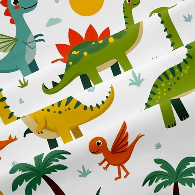 Dinosaur Duvet Cover Sets Full Size for Kids Boys Girls Teens, Cartoon Yellow Comforter Cover,1 Duvet Cover 79x90 Inches and 2 Pillowcases 20x26 Inches (Full,No Comforter)