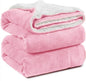 KAWAHOME Sherpa Fleece Queen Size Blanket for Bed - Extra Warm and Heavy Thick Blankets for Winter, Super Soft 500GSM Plush Blanket, 90"X 90" Pink