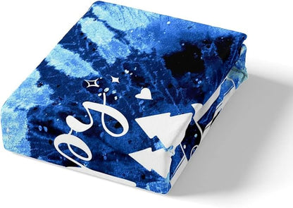 Happy Camping Camper Full Size Duvet Cover Set,Watercolor Blue Tie Dye Duvet Cover for Girls Teens Decorative Bedroom,Farmhouse Boho Trippy Art Polyester Quilt Cover with 2 Pillowcases