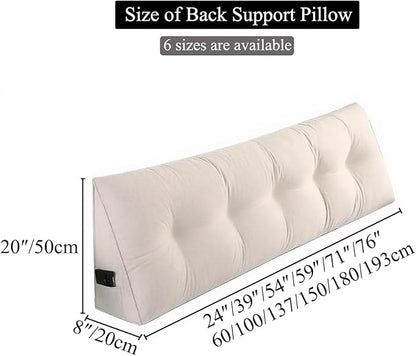 Single Triangle Bed Wedge Pillow for headboard Gap Triangular Reading Pillows for Sitting in Bed Adult Wedge headboard Pillow for College Dorm, Beige