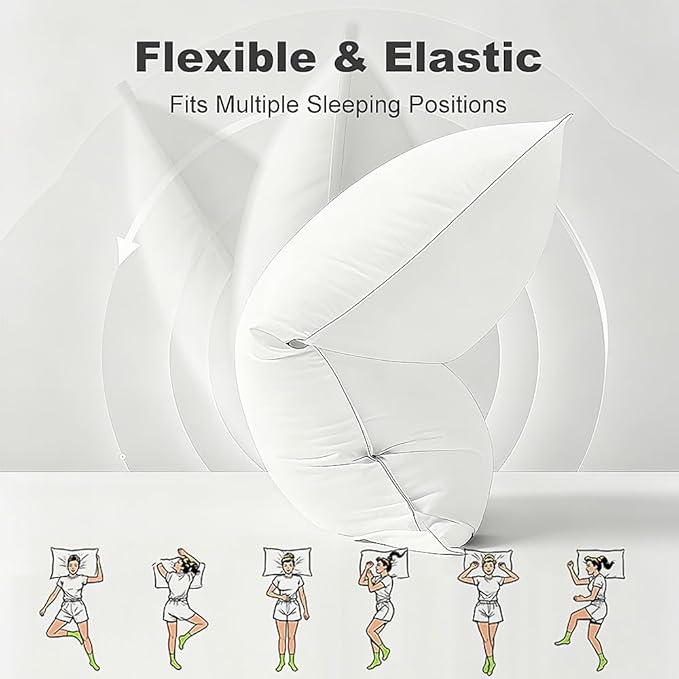 Shatex Soft Bed Pillows Available for All Season, Pillows for Sleeping Standard Size Relieve Cervical Fatigue Ergonomic Pillow Ultra Cozy and Breathable, 1 Pack, White
