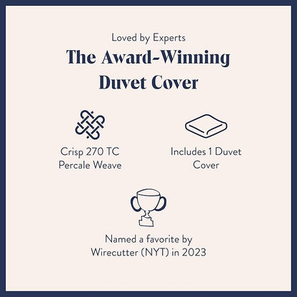Brooklinen Luxury Percale Duvet Cover – 100% Cotton, Cool, Crisp, Extra-Long Corner Ties, Button Closure, Soft & Breathable – Machine Washable, Duvet Cover King/California King Bed Sizes (White)