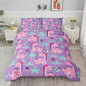 Axolotl Purple Dinosaur Comforter Set King Size,Cute Dinosaur Girls Bedding,Cartoon Dinosaurs Bedding Set for Girls Teens,Kawaii Dino Animal Kids Comforter for Boys Adults,1 Quilt 2 Pillow Cases
