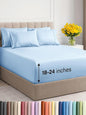 Extra Deep Full Sheet Set - 6 Piece Breathable & Cooling Sheets - Hotel Luxury Bed Sheets Set - Easy & Secure Fit - Soft, Wrinkle Free & Comfy Sheets Set - Light Blue Sheet Set with Extra Deep Pockets