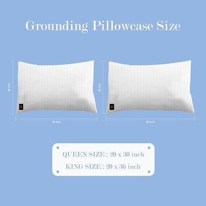 Ali King Grounding Pillowcase, 5% Conductive Silver + 95% Soft Cotton King Size Earth Grounding Pillow Cases with Grounding Cord for Improve Sleep (White, King (20x36inches))