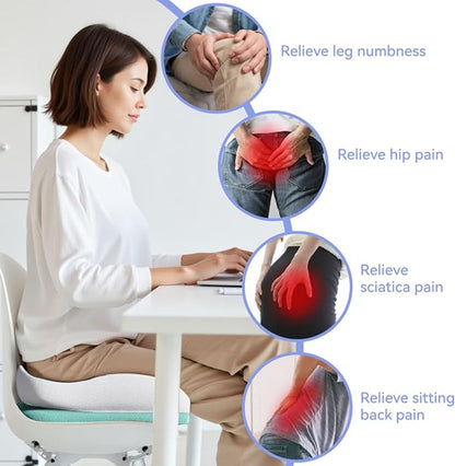 Seat Cushions for Office Chairs Wheelchair Cushion for Long Sitting Back Pain，Memory Foam Seat Car Computer Desk Chair Cushion，Coccyx Cushion for Tailbone Pain Relief Cushion Office Chair Butt Pillow