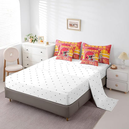 Erosebridal Classic Football Bed in A Bag King Size Boys Girls Bedding Set Rugby Gifts for Football Fans Women Men City Ball Game Comforter Sets with Sheets Rugby Sports Bed Set Bedroom Decor