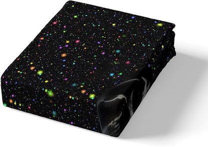 Castle Fairy Black Horse Bedding Set Queen Size,Colorful Shiny Starry Sky Duvet Cover Set for Children Bedroom Present, Animal and Space Themed Microfiber Comforter Cover with 2 Pillowcases