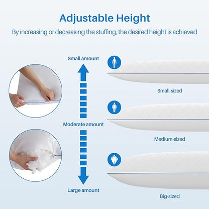YZ HOME Long Body Pillow for Adults - Firm Body Pillow Insert with Shredded White Memory Foam, Adjustable Height, Soft Support for Side Sleeping, Pregnant Women, Washable (White, 20x54 Inch)