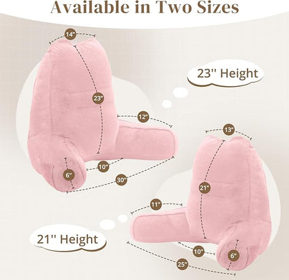 Sasttie Reading Pillow, Pillows for Reading or Relaxing – Ergonomic Support for Head, Neck, Back, and Lumbar, 21-Inch, Light Pink