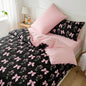 Twin Duvet Cover 2Pcs Black Pink Bow Bedding Set for Girls Kids, Cute Floral Bowknot Design, Super Soft 100% Microfiber Comforter Cover (1 Pillowcase, No Comforter)