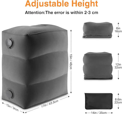 Maliton Inflatable Foot Rest Pillow for Travel,Kids Airplane Bed,Adjustable 3 Layers Height Leg Pillow of Air Travel Essentials,Car, Office, Home - Fast Inflation (Dark Grey)