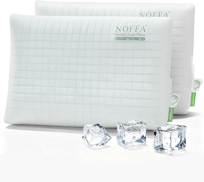 2 Pack Extra Soft Ice-Feel Cooling Pillows for Sleeping – Premium Standard Size Bed Pillows with Breathable Sponge-Fill Support, Ice-Fabric Cooling Pillow Set for Hot Sleepers