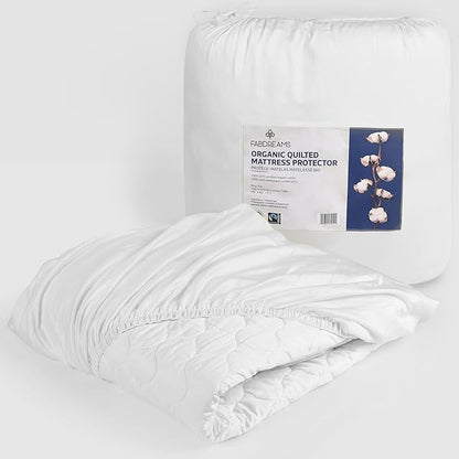 FABDREAMS Organic Quilted Mattress Protector Cal King Size | Mattress Pad| Mattress Cover| Naturally Breathable | Noiseless| Fits up to 17" Deep Pockets| Temperature Regulating | White