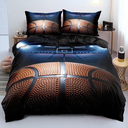 Basketball Bedding Set Queen Sport Duvet Cover Set for Boys Basketball Comforter Cover Sets for Bedroom Decor