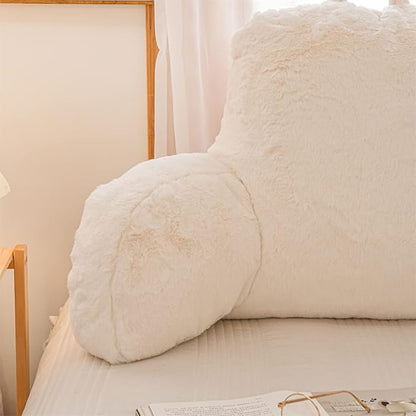 Aimuan Reading Pillow Bed Rest Wedge Large Adult Backrest Pillow with Arms Sitting in Bed Cushion Incline Rest Sleeping Pillow for Watching TV/Gaming/Relaxing, Ivory Large