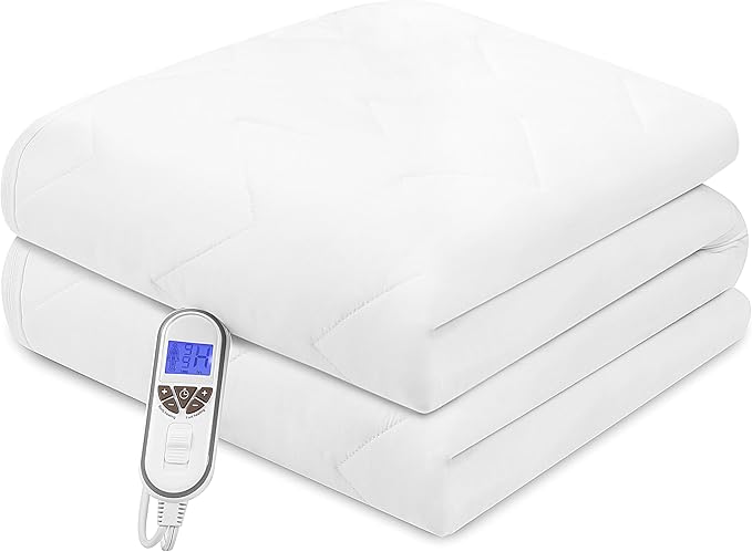 Bwarm Premium Multi-Zone Electric Heated Mattress Pad Twin Size, 39" x 75", 9 Heat Settings, 1-12 Hours Auto Off, Individual Body and Feet Settings, Removable Comfort Layer, Machine Washable