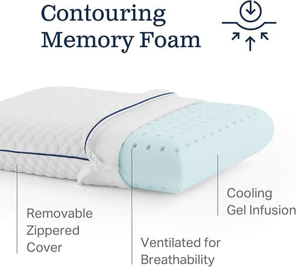 Weekender Gel Memory Foam Camping Pillow - Travel Essentials & Must Haves - Camping Gear & Accessories - Contouring Neck Support - Small Size Compatible for Car, Airplane, and Beach - 1 Pack