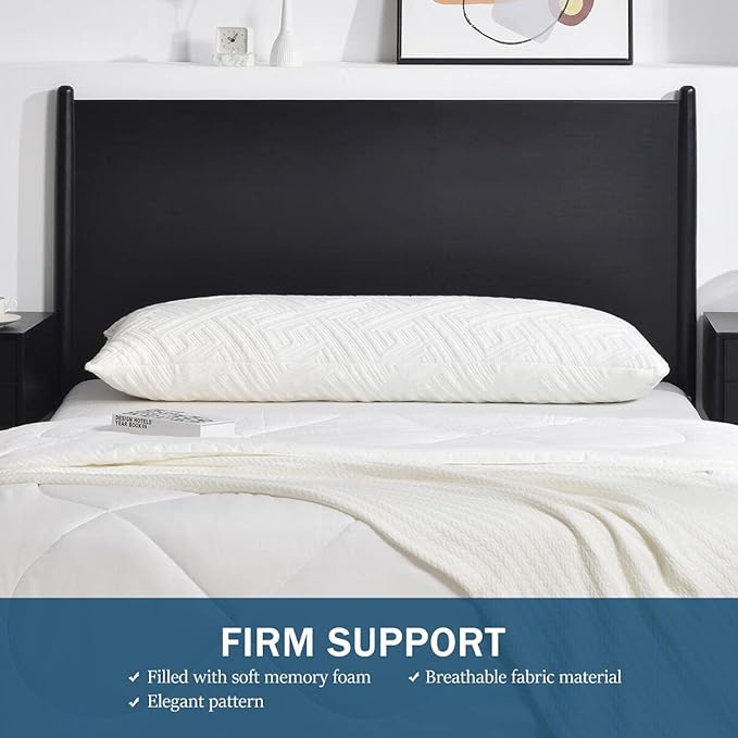 downluxe Memory Foam Body Pillows for Adults - Full Body Pillow for Side and Back Sleepers, 20 x 54, White
