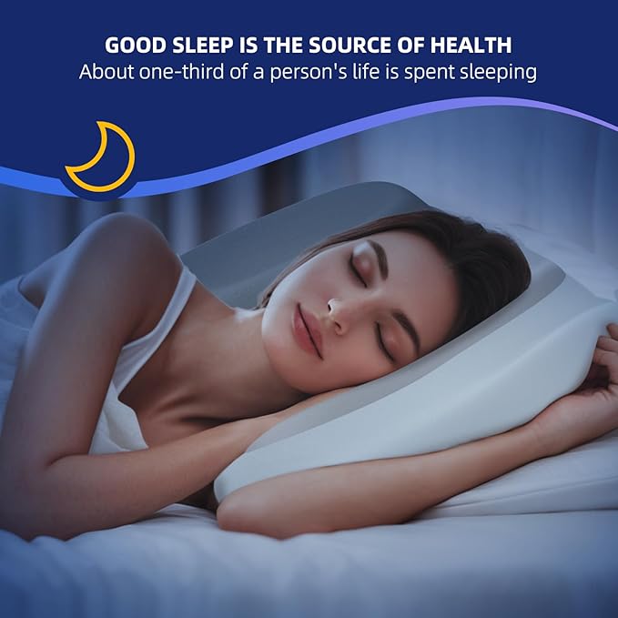 ABLEGRID Dual-Layer Memory Foam Cervical Neck Pillow,Contour Cooling Gel Support Pillow for Neck Shoulder Pain Relief,Ergonomic Orthopedic Adjustable Deep Sleep Bed Pillow for Side,Back,Stomach Sleep