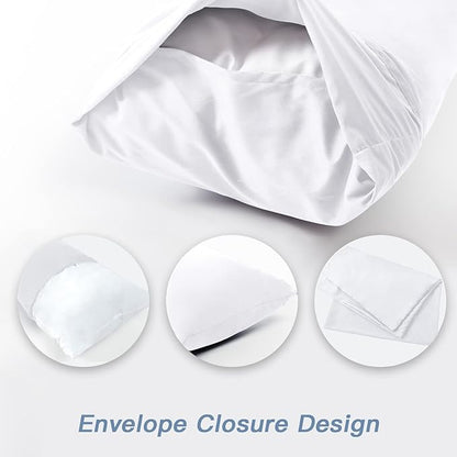 DOWNCOOL Luxury Full Body Pillow Insert with Fiber Cover - Ultra Soft Body Pillow for Sleeping - Breathable Long Bed Pillow Insert, 20"x54"(White, with Cover)