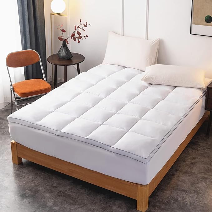 DROVAN Mattress Topper Full Size - Extra Thick Mattress Pad Cover - Pillow Top Deep Pocket with Breathable 7D Spiral Fiber Filling Cooling Mattress Cover