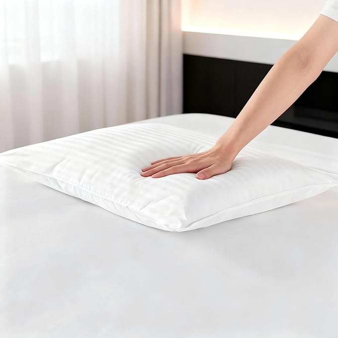 Flat Ultra Thin Bed Pillows Queen Size Pillow Set of 2 Extra Soft Down Alternative for Stomach Side Back Sleeper Hotel Collection 20x30inches