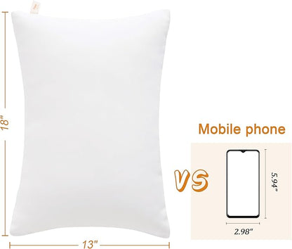 BEDSUM 2 Pack Pillows, 13"x18" Microfiber Pillow for Travel, Pets, Soft and Machine Washable Small Pillows for Neck, Wrist, and Knee Comfort, White