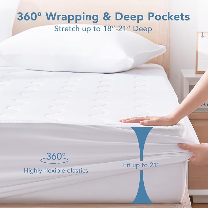 Instant Cool Full Mattress Pad for Hot Sleepers, Waterproof Cooling Mattress Topper Cover with TriSupport 3D Tech, Cloud-Like Mattress Protector Pad