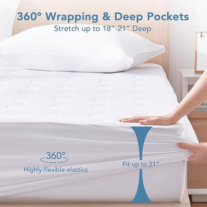 Instant Cool Full Mattress Pad for Hot Sleepers, Waterproof Cooling Mattress Topper Cover with TriSupport 3D Tech, Cloud-Like Mattress Protector Pad
