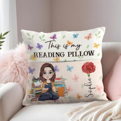 ENCYCOM Personalized Book Reading Pocket Pillow - Custom Reading Pillows with Name – Uniqua Gift for Bookworm Girls, Women Who Love Books, Perfect for Bed or Cozy Corner (Reading Pillow 05)