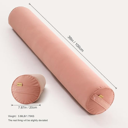Body Pillow for Adults – Long Bolster Pillow for Bed, Round Cuddle Pillow, Full Support for Side Sleepers,39 x 7.87 Inches,Blush Pink
