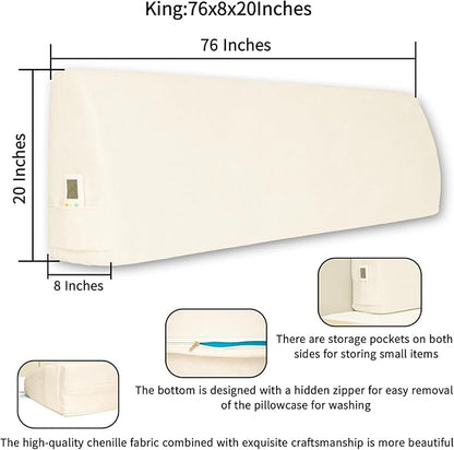 Headboard Wedge Pillow California King Headboard Pillow Memory Foam Reading Pillow Large Headboard Back Cushions for Bed Rest Beige