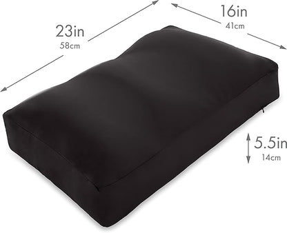 PILLOWY Cover Only for Premium Microbead Bed Pillow, Large Extra Smooth - Ultra Comfortable Sleep with Silk Like Anti Aging Cover 85% Spandex/ 15% Nylon Breathable, Cooling Matte Black