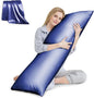 HUXMEYSON Body Pillow with Satin Pillowcase, Body Pillow for Adults, Removable Cover, Navy Blue (20"x54")