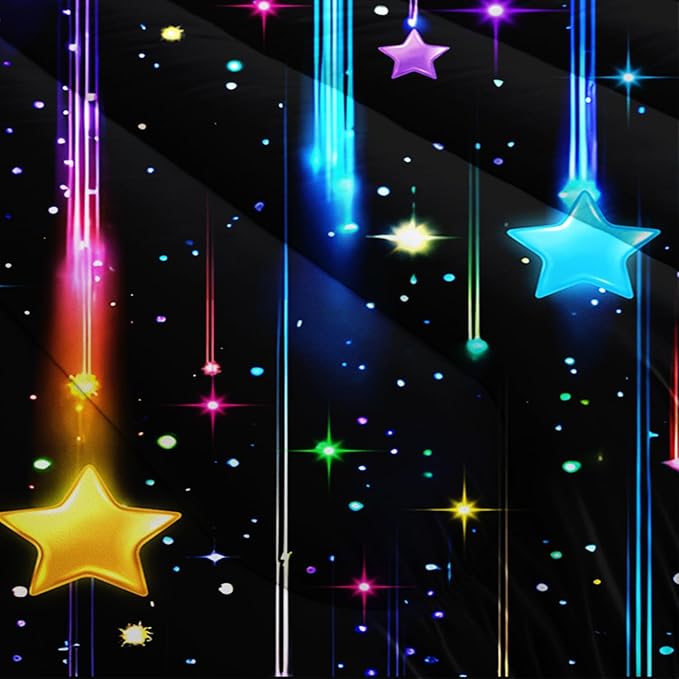 HOSIMA Glitter Star King Size Comforter Set for Kids,Different Colorful Glowing Stars Pattern Galaxy Bedding Set for Teenage Girl Room Decor,Lightweight Fluffy Princess Bedding with 2 Pillowcases.