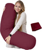 King Size Extra Long Round Body Pillow - 54x12 Bolster Pillow for Bed Extra Soft Body Pillow with Removable Pillowcase, Maternity Pillow - Red