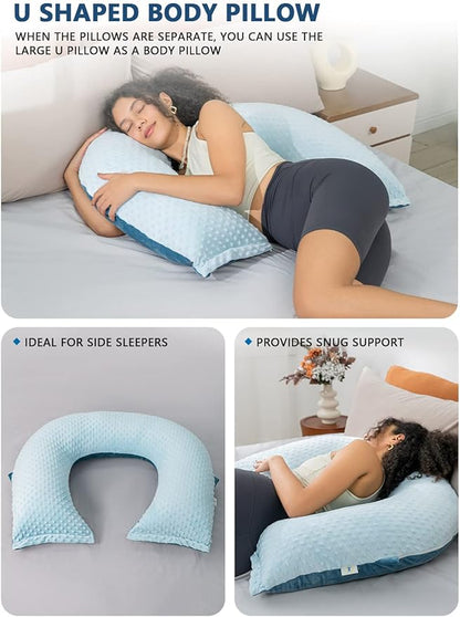 INSEN Reading Pillow, Back Pillow for Sitting in Bed and Couch, Gaming Pillow for Adults, Sit Up Support for Bed, Blue Bubble Velvet