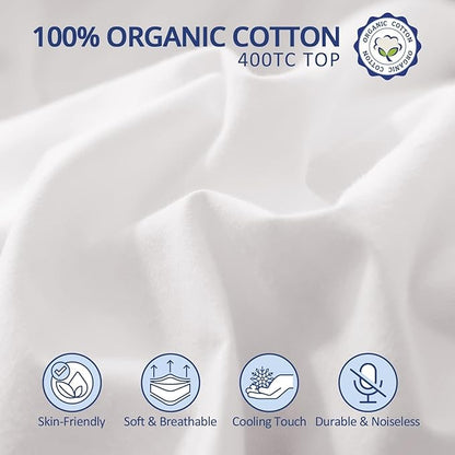 ELEMUSE 1300 GSM Overfilled Mattress Topper Queen with Baffle Box Design,Extra Thick Cooling Pillow Top Pad, 400TC Cotton Cover, Plush & Support Snow Down Alternative, White