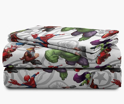 Jay Franco Marvel Avengers Team 5 Piece Full Bed Set - Includes Comforter & Sheet Set - Super Soft Fade Resistant Polyester - (Official Marvel Product)
